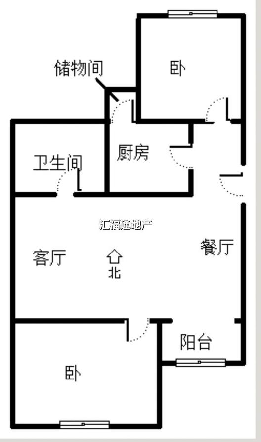 涿州铁路住宅小区2室2厅1卫户型图