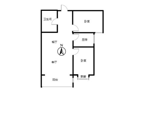 花溪渡2室2厅1卫户型图