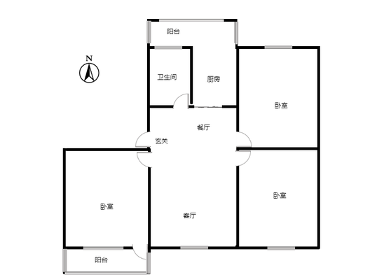 欣欣庄园3室2厅1卫户型图