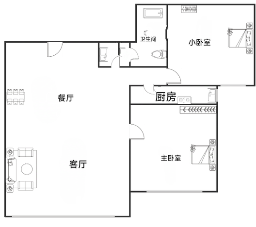 三利中和城二期东区(C区）2室2厅1卫户型图