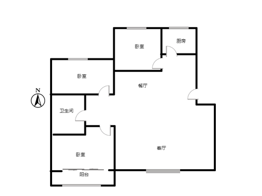 云景城3室2厅1卫户型图