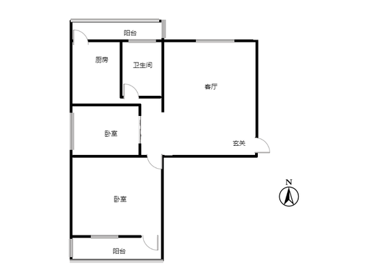 金城花园2室1厅1卫户型图