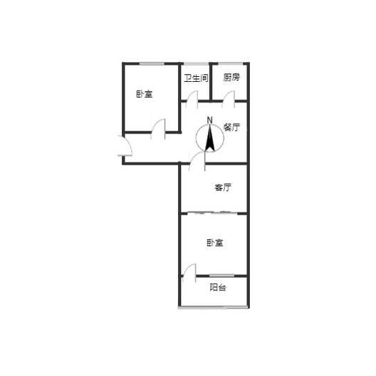 铁道部建厂局小区（范阳路）2室2厅1卫户型图