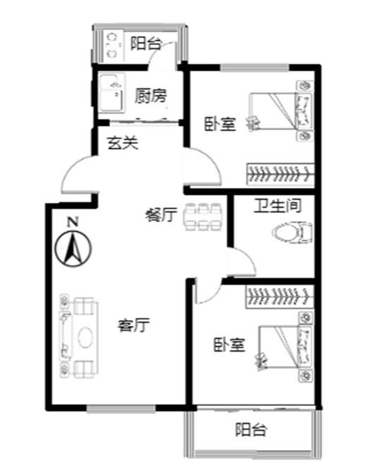 绿茵家园2室2厅1卫户型图