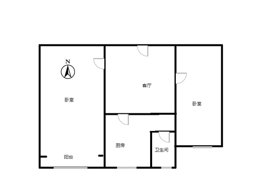 华北铝业生活小区（北院）2室2厅1卫户型图