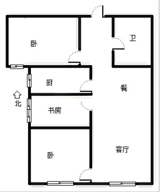 鸿坤理想湾3室2厅1卫户型图