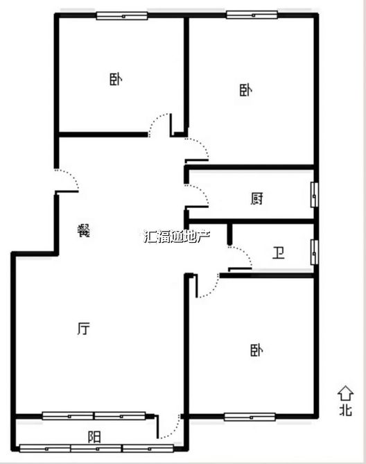 鸿坤理想湾3室2厅1卫户型图