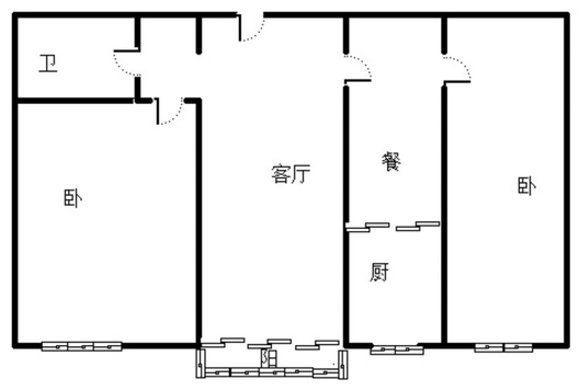 紫荆尚城2室2厅1卫户型图