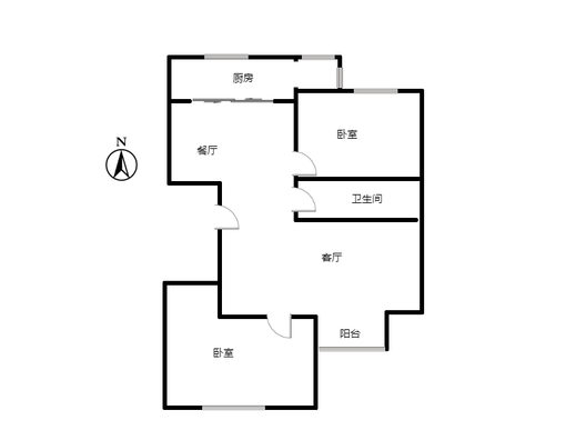 范阳一号（鹏渤御苑）2室2厅1卫户型图