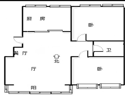 天地新城2室2厅1卫户型图