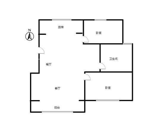 天地新城2室2厅1卫户型图