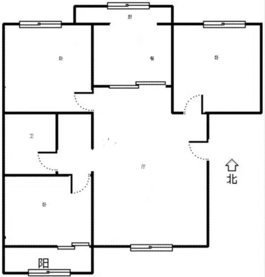 联合六号院3室2厅1卫户型图