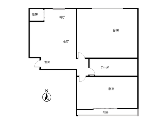 花溪渡2室2厅1卫户型图