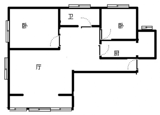 鸿坤理想湾2室1厅1卫户型图