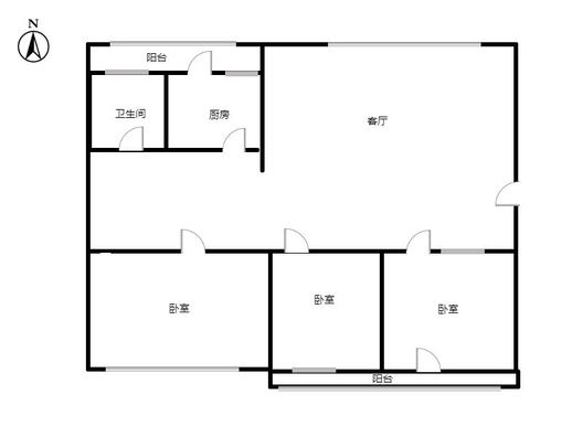 金城花园3室2厅1卫户型图