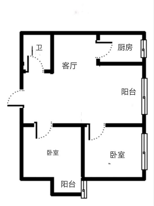 惠友钻石广场（AB座）2室1厅1卫户型图