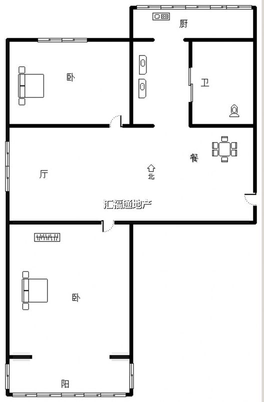 紫荆小区2室2厅1卫户型图