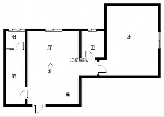 翡翠滨江1室2厅1卫户型图