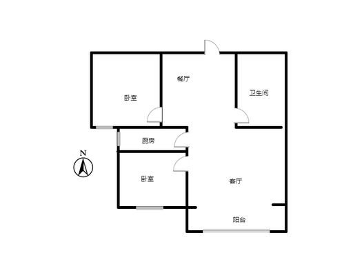 惠友康庭二期2室2厅1卫户型图