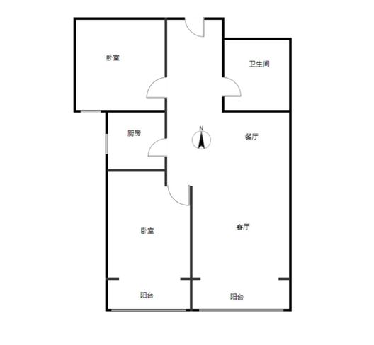 北京城建德信御府2室2厅1卫户型图
