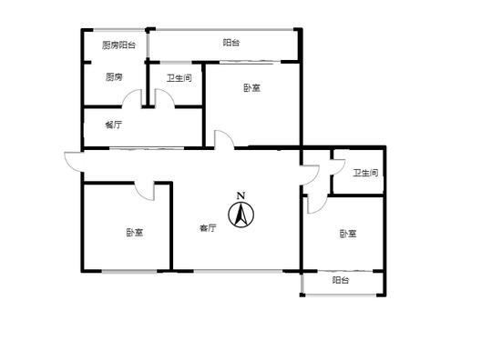 石油公司家属院3室2厅2卫户型图