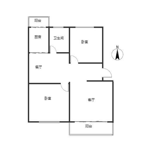 鹏润四季花园2室2厅1卫户型图