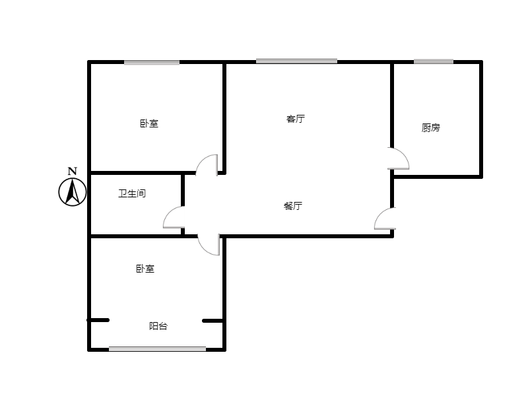 金阳瑞景2室2厅1卫户型图