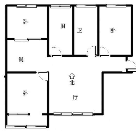 宝林苑小区3室2厅1卫户型图