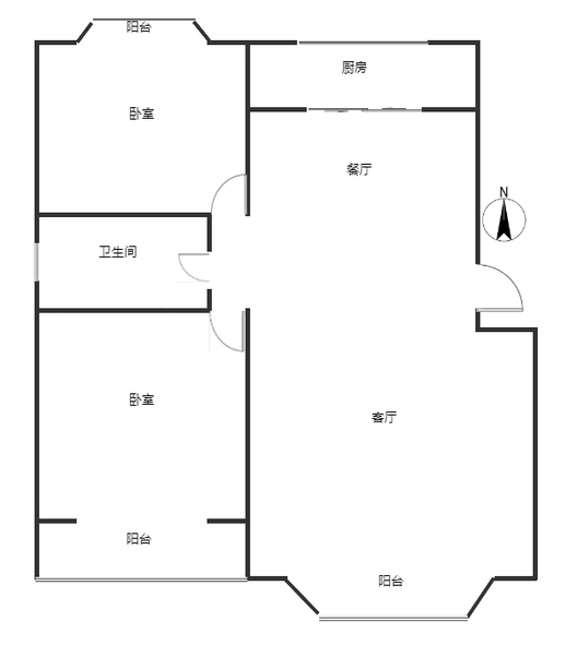 金兴花园2室2厅1卫户型图