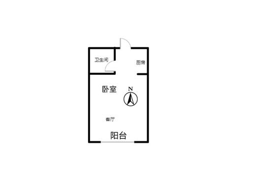 公园80901室1厅1卫户型图