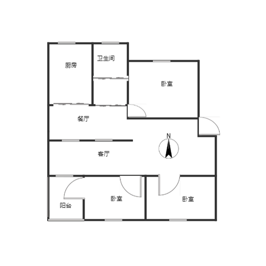 县府小区3室2厅1卫户型图