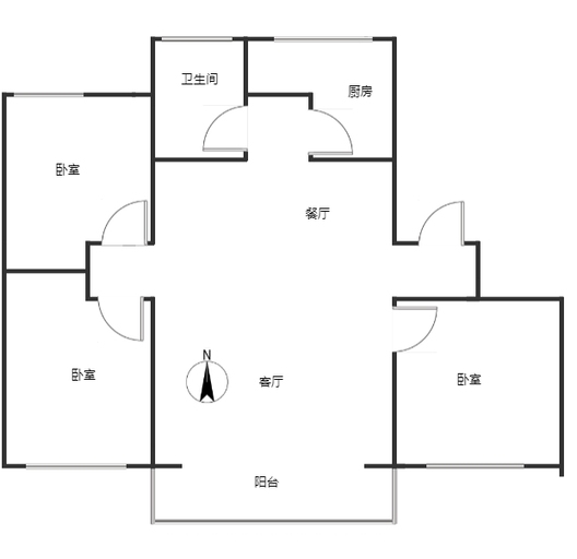 东方家园3室2厅1卫户型图