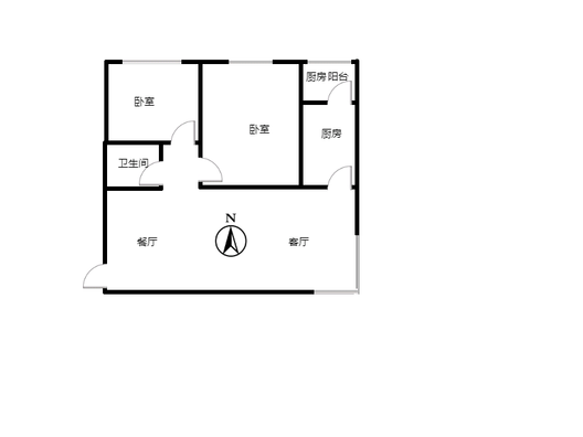 富力花园2室2厅1卫户型图