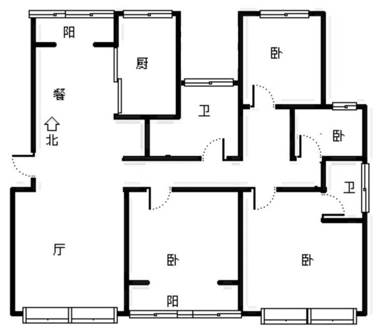 嵘御航城4室2厅2卫户型图