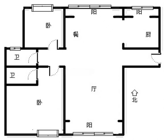 君临天下御景园2室2厅2卫户型图