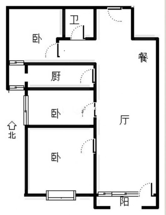 华融现代城3室2厅1卫户型图