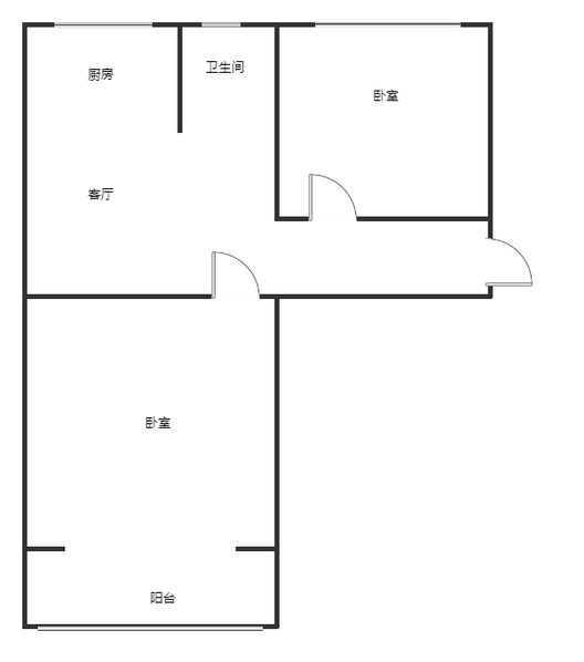 铁道部建厂局家属楼（机械总队家属院）2室1厅1卫户型图