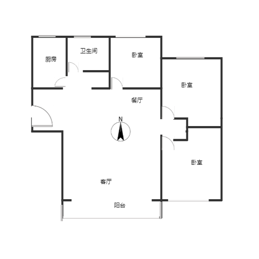 平安D区3室2厅1卫户型图