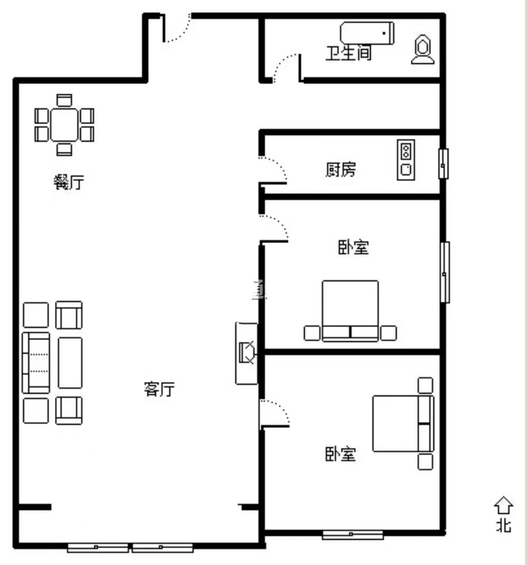 东林家园2室2厅1卫户型图