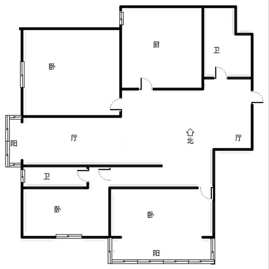 公园壹号3室2厅2卫户型图