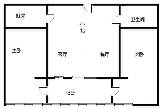 物资局小区2室2厅1卫户型图