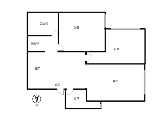 北京理想城2室2厅1卫户型图