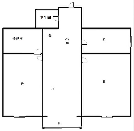 花溪渡2室2厅1卫户型图