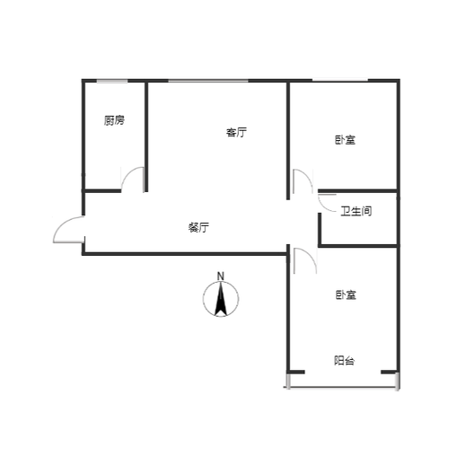 京中美居2室2厅1卫户型图