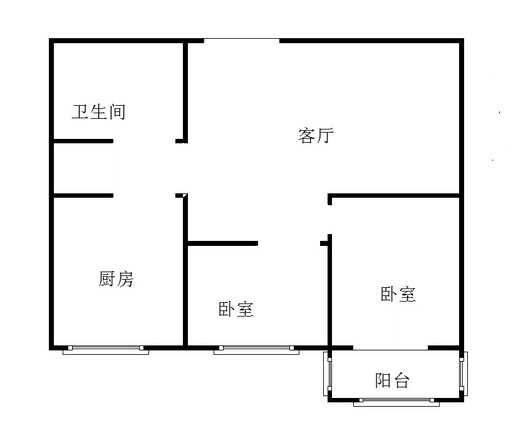 北京理想城2室1厅1卫户型图