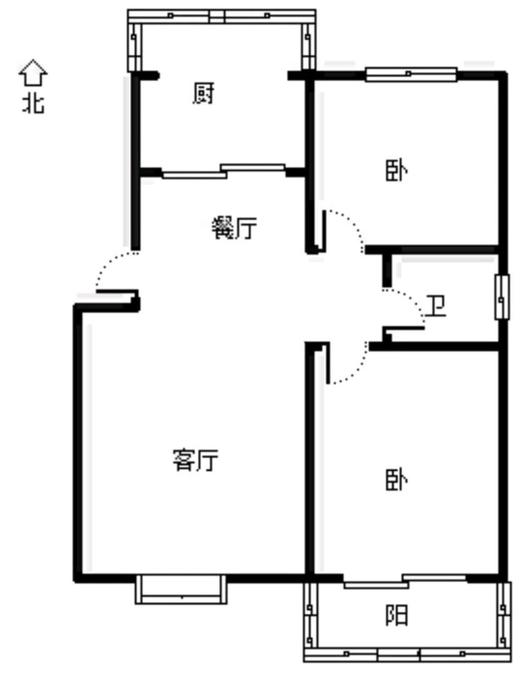 华福佳缘2室2厅1卫户型图