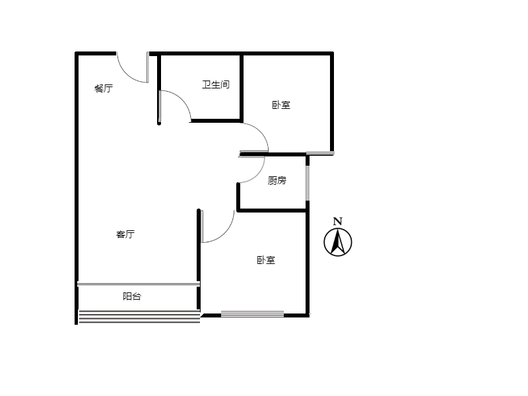 天保绿城2室2厅1卫户型图