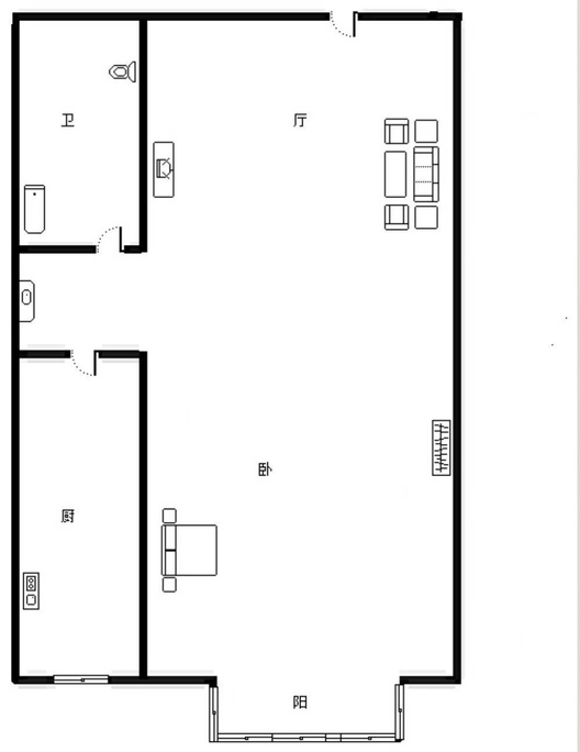 汇元和顺1室1厅1卫户型图