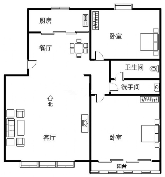 宏远景园2室2厅1卫户型图