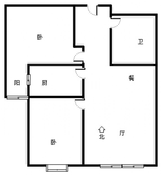 翡翠滨江2室2厅1卫户型图